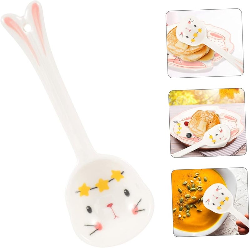 Hand Painted Bunny Ceramic Spoon Lightweight Soup Spoon For Home Restaurant Use - Image 4